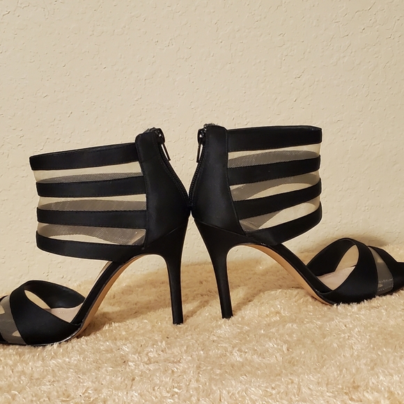 Nina Black Peep Toe Sandal Heels womens size 6.. - Picture 4 of 6